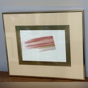 Minimalist Coral/ Pink/ Gold/ Pearl Opalescent Brushstroke Painting Signed